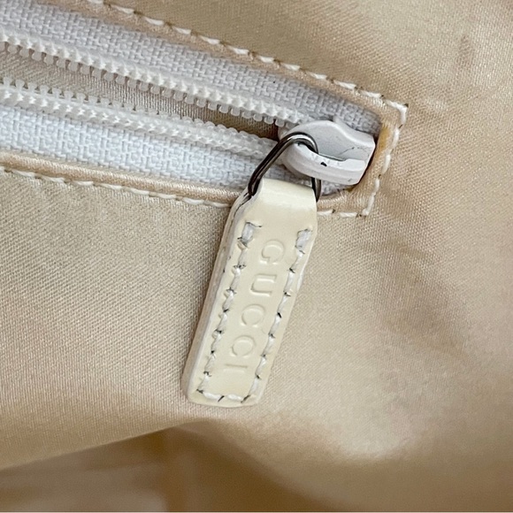 Gucci ivory white nylon vintage metal handle shoulder bag 90s - Picture 9 of 12
